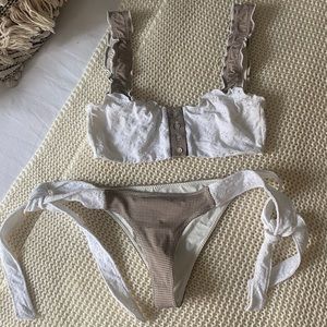 Frankies Bikinis x S SWEENEY Chiara Ruffle Bikini Top / Harlow Cheeky Bottom